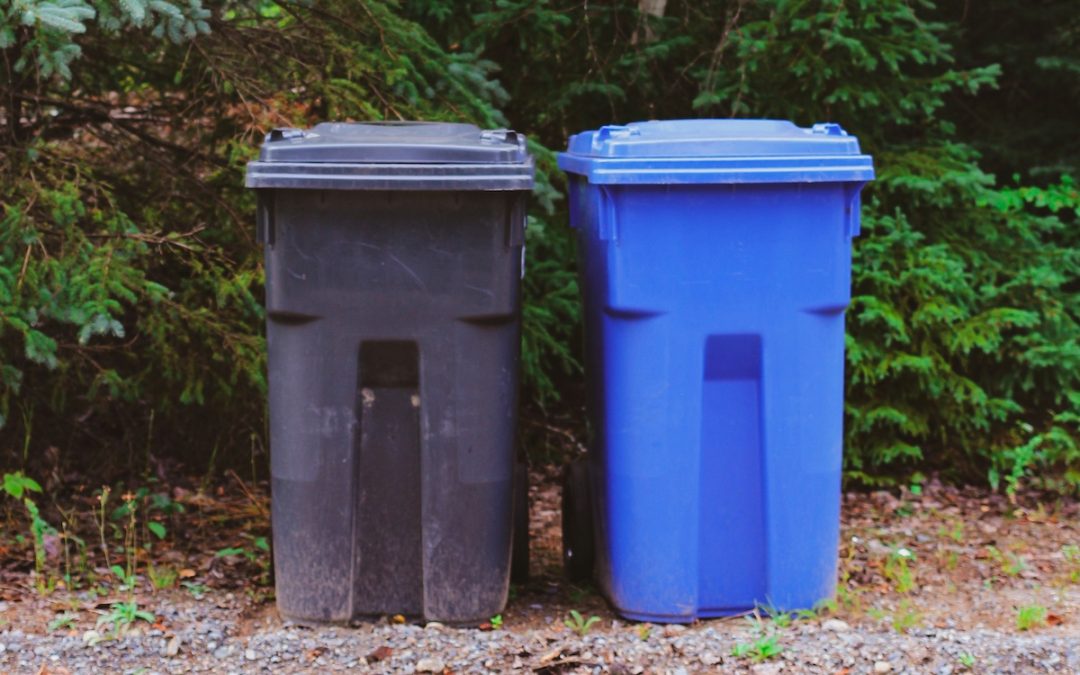 trash and recycling cans