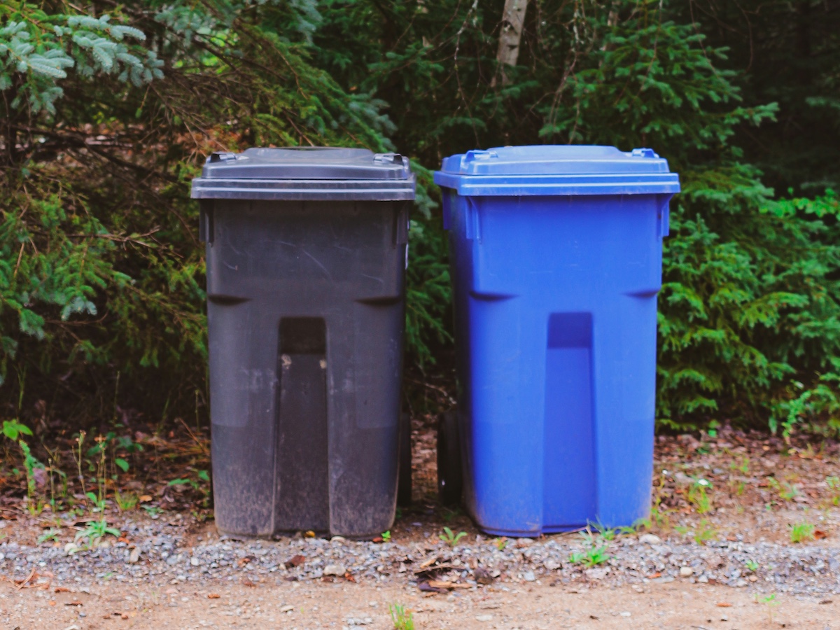 trash and recycling cans